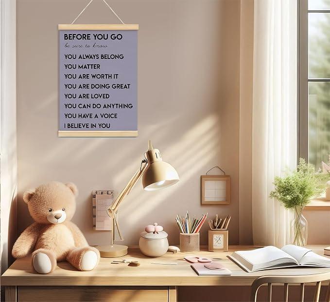 foedor Purple Health Positive Classroom Office Wall Art Decor,12x16 Inch | Affirmations Inspirational Therapist Nurse Wall Art Decor for Kids Teen Girls Room Playroom Wall Decor Wood Posters Framed