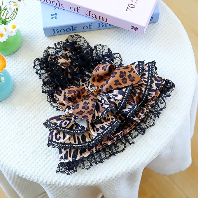 Dog Lace Leopard Print Dress Summer Autumn Cat Suspender Skirt, XS | Small & Medium Pet Party Leopard formal Dress For Yorkie Maltese Chihuahua Pug Shih Tzu Toy Poodle French Bulldog