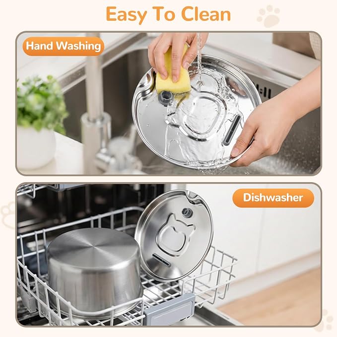 Stainless Steel Cat Water Fountain, 135oz/4L, 20 Filters | Ultra-Quiet Automatic Dog Water Dispenser with Adjustable Pump and 3 Flow Modes for Cats, Dogs, Multiple Pets