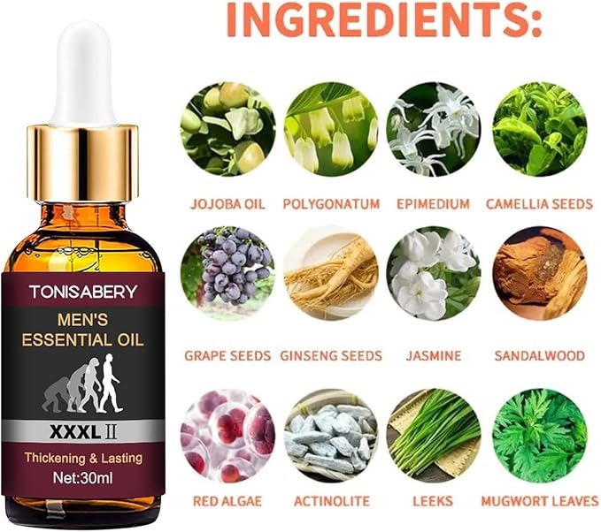 Tonisaberey Oil Stronger Oil Enlargement Oil for Male Massage Essential Oil for Men, Tonisabery Men Growth Increase Enlarge Oil, Moisturizing Massage Oil by Tonisabery (T411-MENS, 30ML)