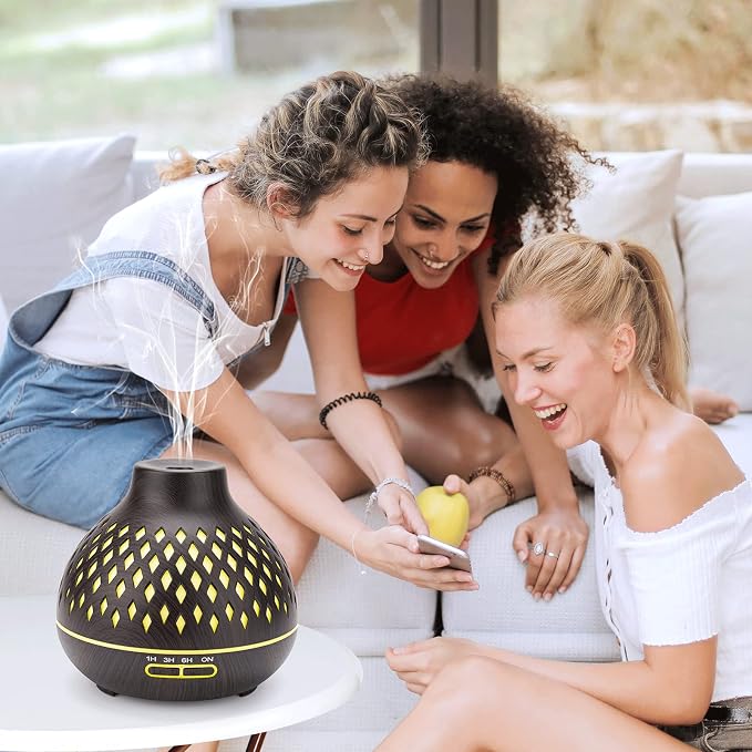 SPLITSKY 400ML Essential Oil Diffuser，Electric Remote Control Aroma Air Home Humidifier,Waterless Auto-Off,10 Hours Quiet Operation,Timer,7 LED Light Colors,for Bedroom, Home.