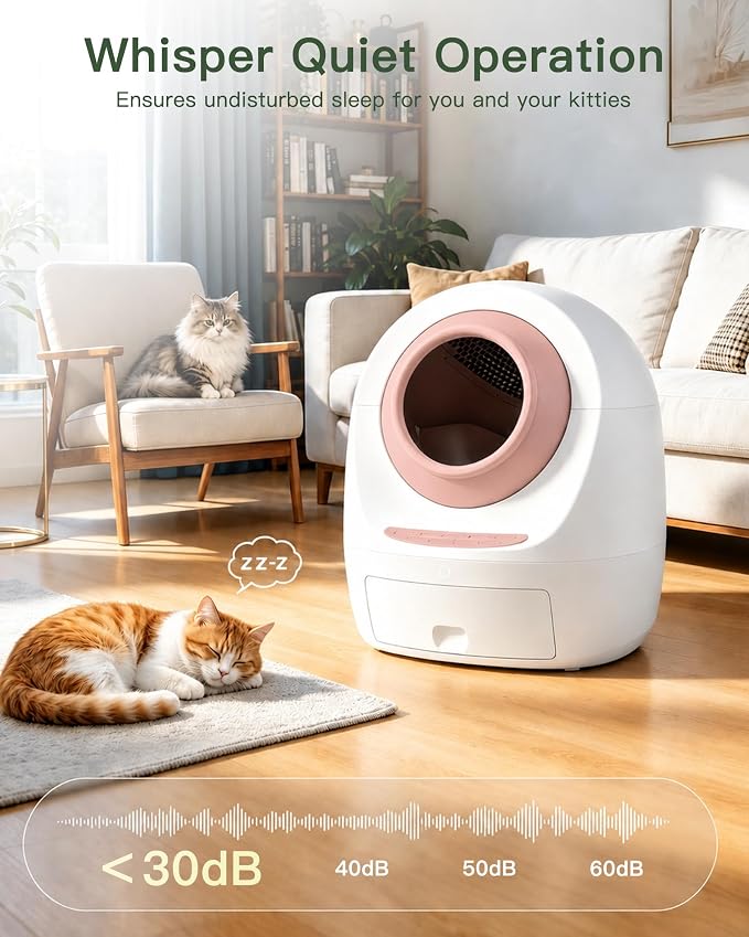 Casa Leo Automatic Self-Cleaning Cat Litter Box | with Leo’s Loo Too Wi-Fi App & Voice Control, App Weight Tracking, UV Odor Control, Safety Sensors, 30dB Quiet