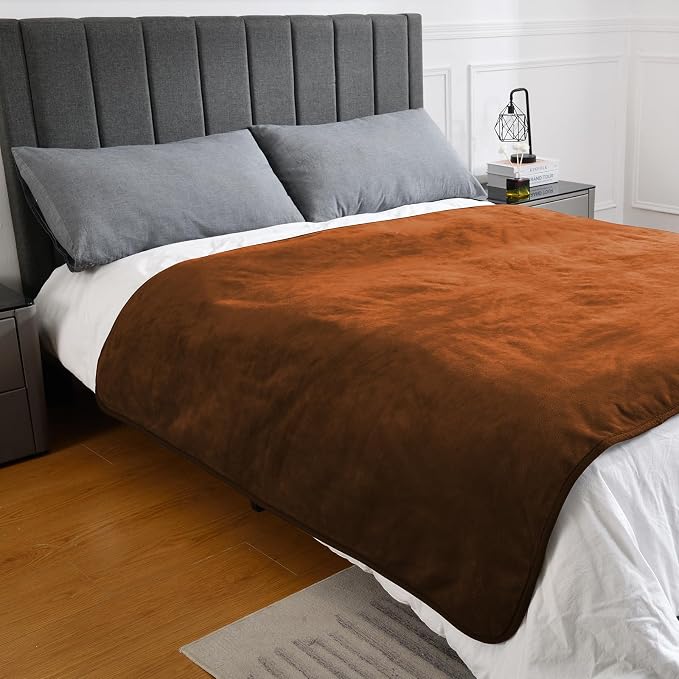 Soft Waterproof Blanket for Bed Couch Sofa, Caramel, 50x60 inches | Liquid Pee Proof Pet Blanket for Dog Puppy Cat, Reversible Sherpa Fleece Blanket for Couch Cover, Furniture Protector