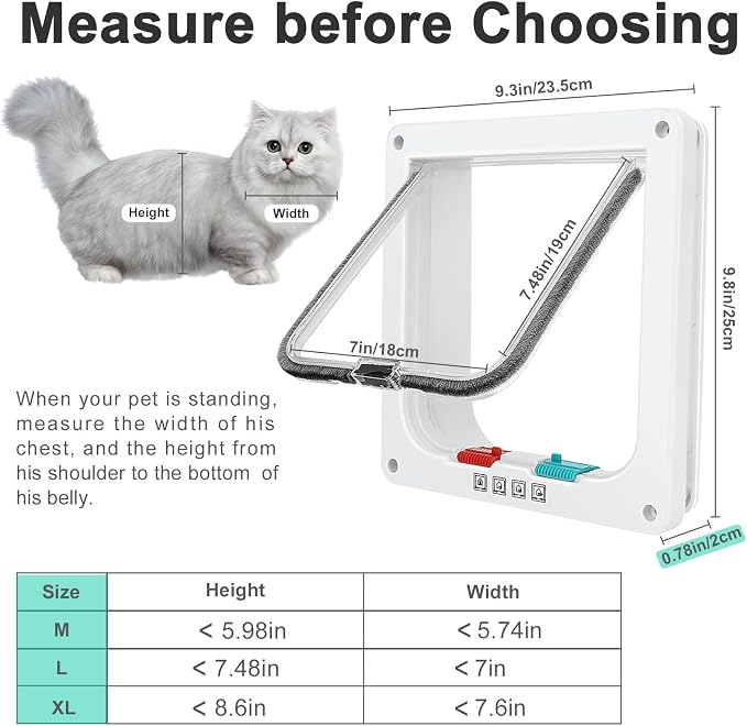 Lessmon Cat Door Flap for Interior Exterior Doors, Outer 9.8x9.3x0.78in, L