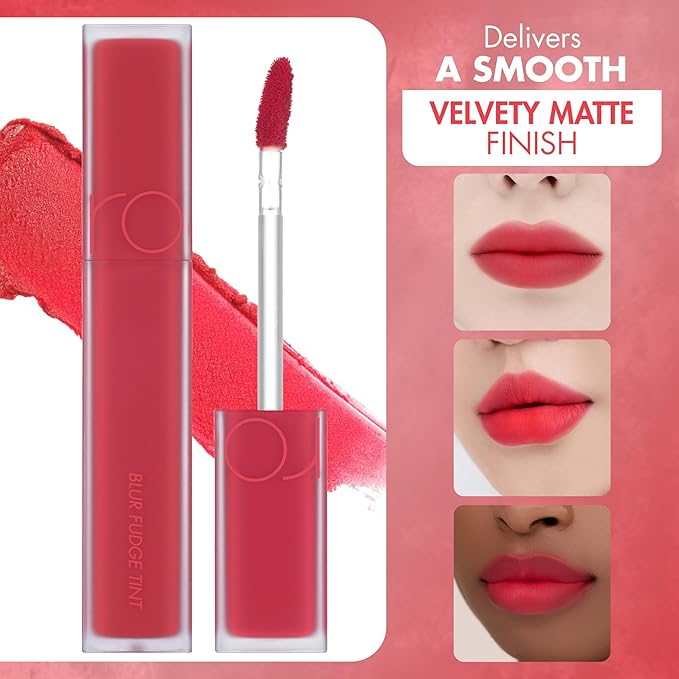rom&nd Blur Fudge Tint | 10 FUDGE RED | Velvety Matte Lip & Cheek Stain | Non-Drying, Long-Lasting K-Beauty Lip Color 5g