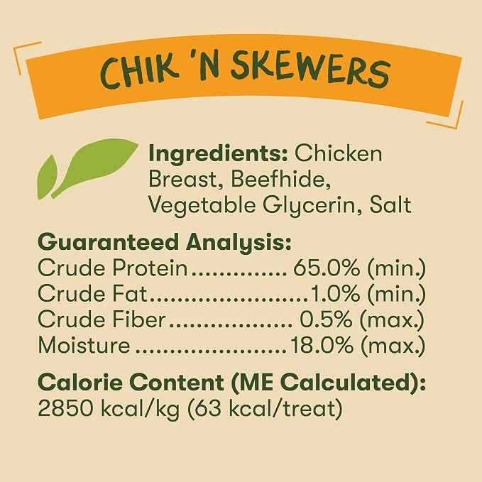 Pet 'n Shape Chik 'n Skewers – Chicken Wrapped Rawhide Chew Dog Treats - 2 Pound | Premium chicken breast, Limited ingredients, Wheat and soy free, Everyday reward, For all life stages, High-protein snack
