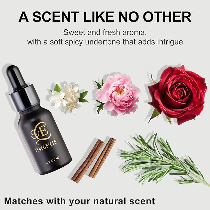 Women's Natural Pheromone Perfume Oil, Sweet Rose & Jasmine Fragrance, Long-Lasting Alcohol-Free, 0.5 fl oz Travel Size, Vegan & Cruelty-Free