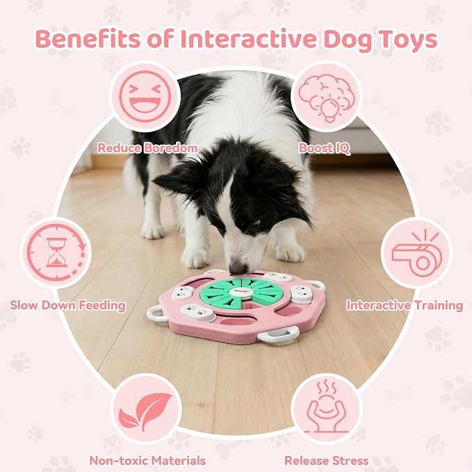 Dog Puzzle Toy for Smart Dogs, Interactive Dog Enrichment Toys,Level1(Pink)