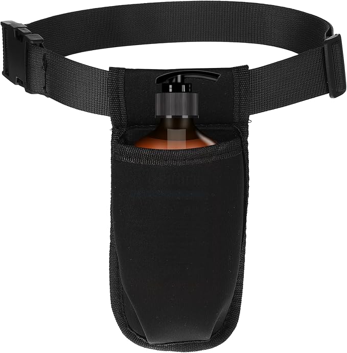 ElevateTech Massage Bottle Bag Lotion Oil Waist Holder Organizer Therapist Bag Adjustable Durable Black Portable Storage Pouch Belt Hanging Easy Access Accessories Gifts 1Pcs