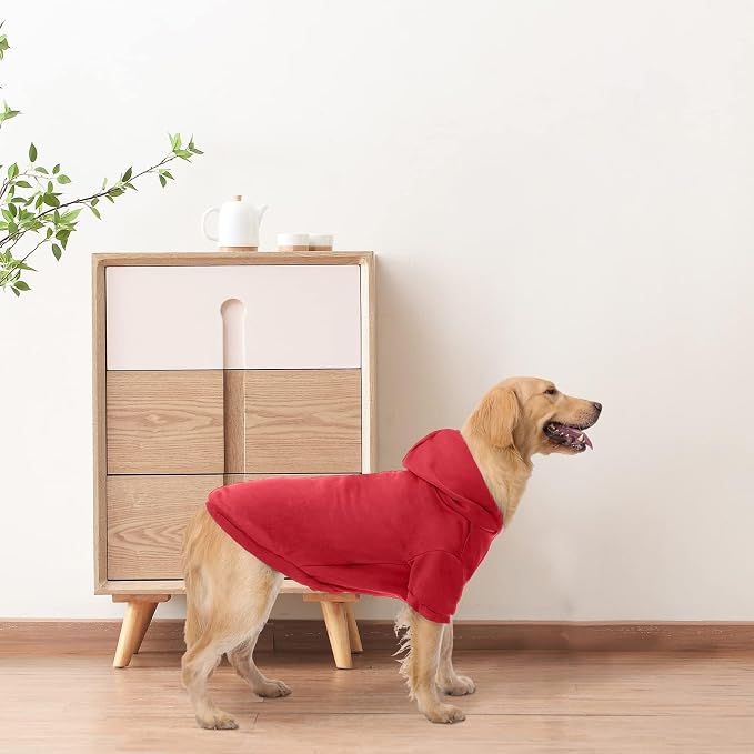 BINGPET Dog Hoodie for Small Medium Dogs, Soft Pullover Pet Sweater | Warm Dog Sweatshirt Clothes, Winter Hooded Outfit for Girl Boy Dogs Puppy, French Pitbull Cold Weather Coats Wear, Red SM