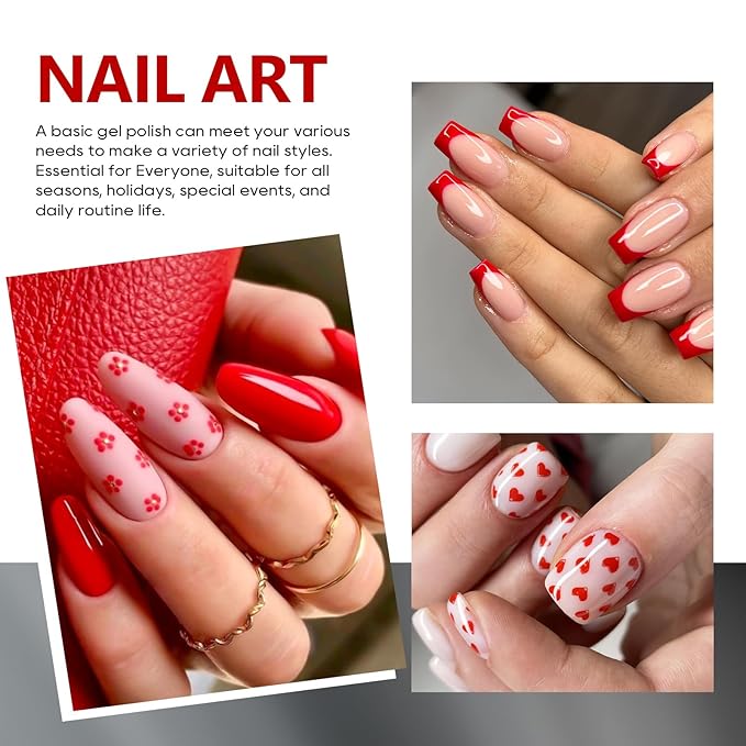 Red Gel Polish 1 Pcs 13ml, Bright Red Gel Nail Polish Red, Neon Red Gel Polish for UV Light Easy to Apply Soak Off Red Nail Polish Manicure Salon DIY at Home Suitable for Beginners