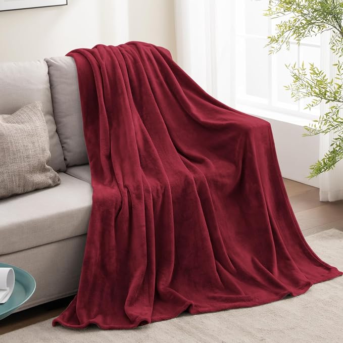 BEDELITE Fleece Blanket Soft Plush Twin Size Blanket Burgundy 60"x80" | Ultra Soft Fleece, Plush Microfiber, Lightweight Warmth, All Season Comfort, Fade Resistant, Machine Washable, Couch Sofa Bed