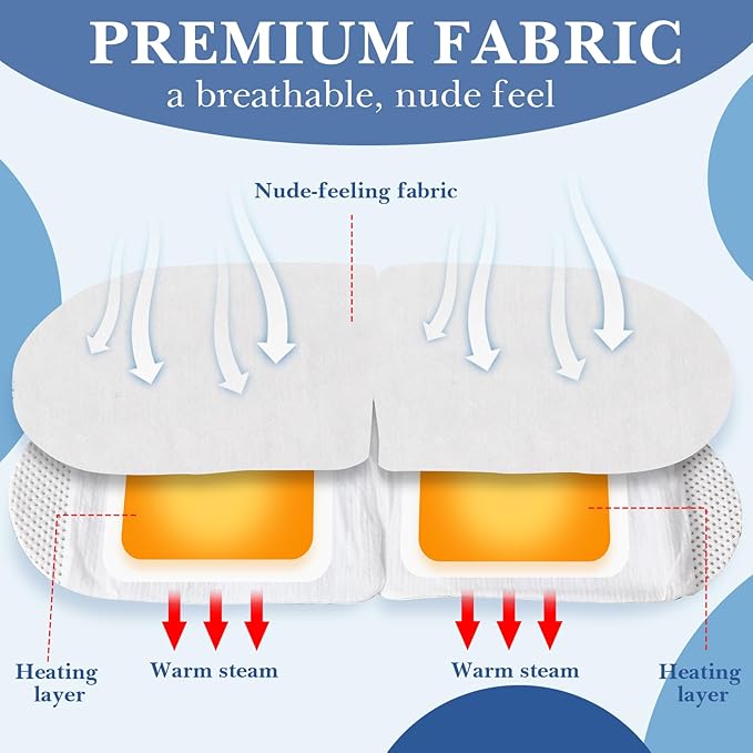 100 Pcs Self Heated Steam Eye Masks Disposable Self Heating Eye Mask Bulk Steam Mask Warm Compress Gifts for Home Office Travel Warm Sleep Supplies(Blue)