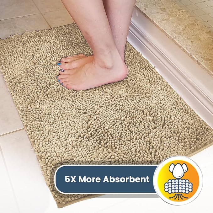 Muddy Mat® | Super Water Absorbent Door Mat Indoor, Microfiber Quick Dry Chenille Entryway Rug, Slip Resistant Front Door Mat, Indoor Mats for Entryway, Machine Washable Pet Rug, Beige 30"x19"