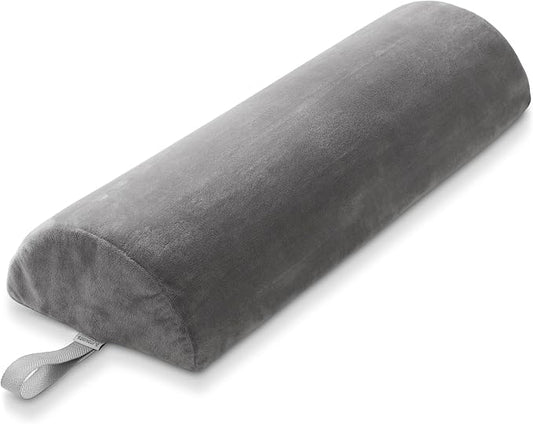 Saloniture Jumbo Half Round Massage Table Bolster Under-Knee Pillow Pad - 26 x 9 x 4.5 Inch - Gray Velour
