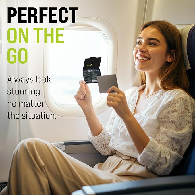 Natural Oil Blotting Sheets for Face with Bamboo Charcoal - 6pk/600 Makeup Friendly Oil Absorbing Sheets for Face - Blotting Papers for Oily Skin - Perfect for Keeping in Purse - Oil Control Film