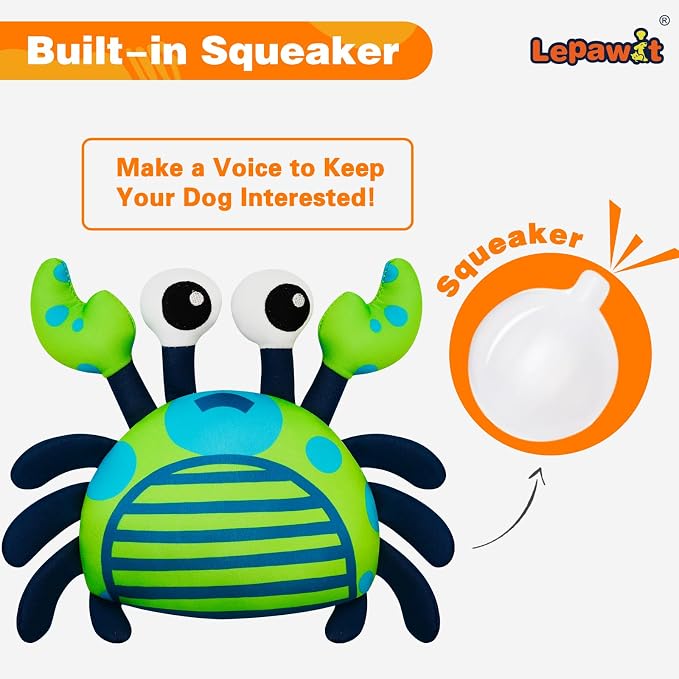 Squeaky Dog Toys, Floating Dog Toys for Indoor or Outward Play, Crab Interactive Dog Gifts for Small and Medium Dogs