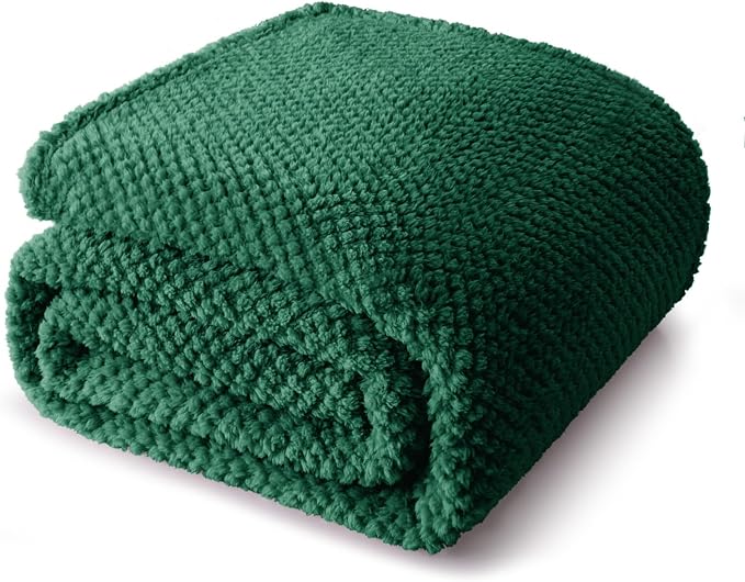Whale Flotilla Soft Fleece Twin Size Bed Blanket, Emerald Green | 60x80 Inch, Suitable for Bed, Fluffy Fuzzy Jacquard Blankets for All Season, Lightweight and Cozy