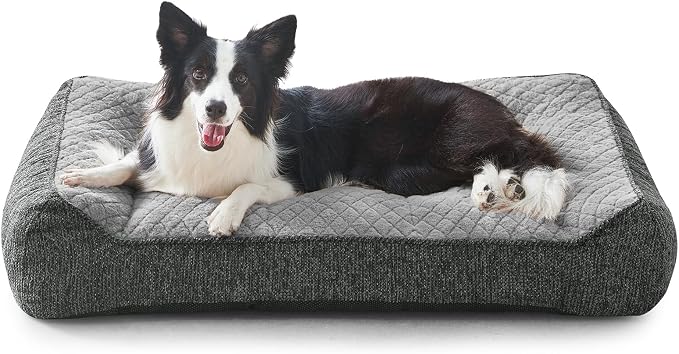 JOEJOY XL Orthopedic Dog Beds Large Sized Dog, Extra Thick Supportive Big Dogs Couch Bed with Sides, Ultra Soft Pet Bed Sofa for Large Dogs, Light Grey, 38''x28''