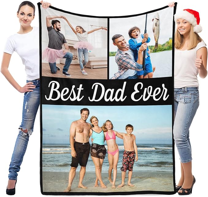 inkArts Custom Blanket with Photo, Personalized Blanket, Customized Photo Blankets, Customizable Picture Blankets, Personalized Fathers Day Blanket Gifts for Dad Baby Kid Family