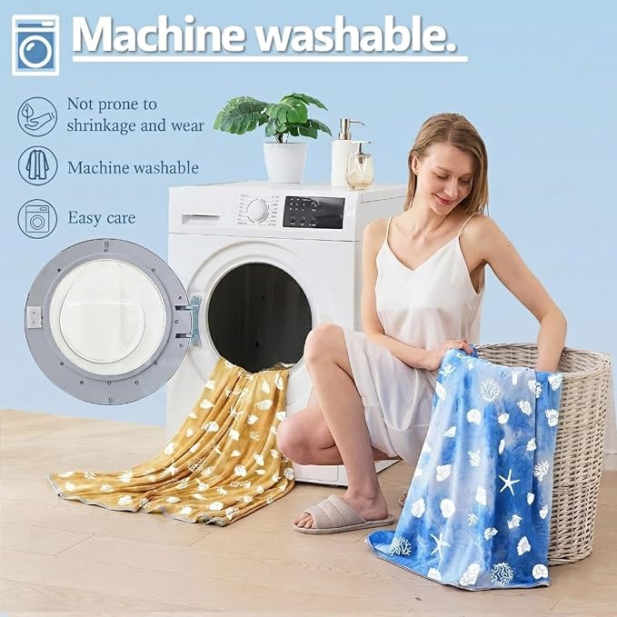 Cooling Blanket King Size (90"x108"), Double Sided Ice Cold Blanket for Hot Sleepers, Transfer Heat to Keep Cool, Soft Lightweight for Night Sweats, Bed & Couch, Ocean Design