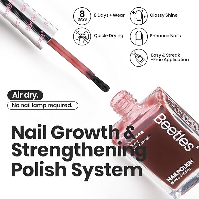 Beetles Jelly Nail Polish Set, 6 Colors Sheer Pink Nail Polish Long Lasting & Quick Dry Clear Jelly for Spring Women, Pink Nail Strengthener Polish for Salon DIY Manicure Set