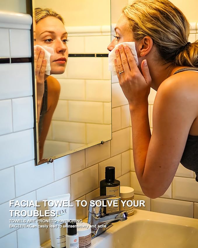 Face Towels,50 Count,7.9"x12"Disposable Face Towel,Makeup Remover Face Towelettes Disposable,Sensitive Skin&Daily Skin Care