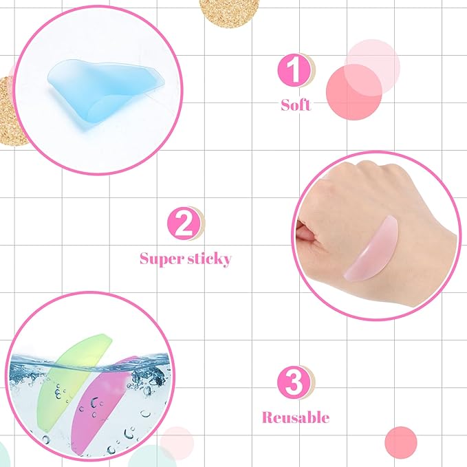 Molain 8 Pcs Flat Lash Lift Shields, Korean Lash Lift Pads Ultra-Thin Self Adhesive Reusable Lashes Lifts Shields Eyelashes Glueless Pad for Salon Perming Glueless Softening Pads