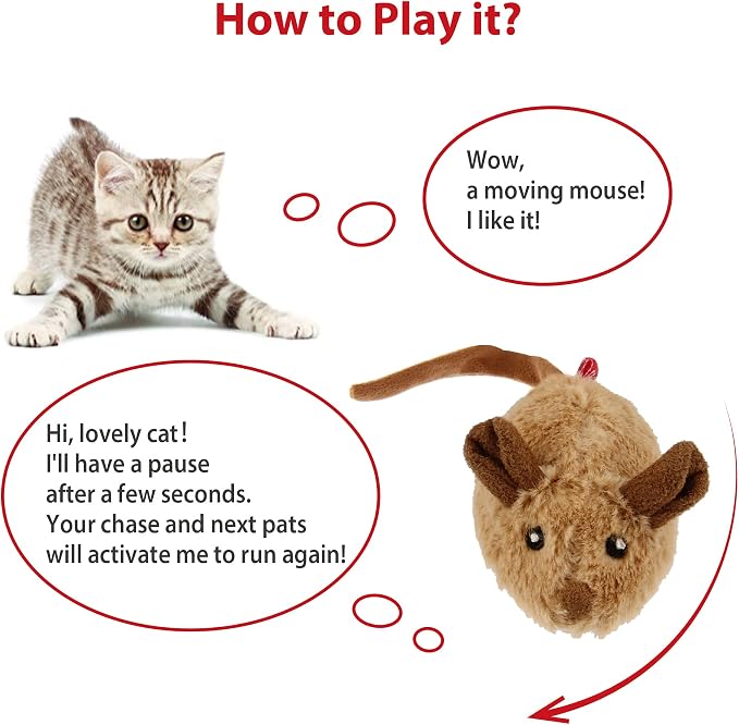 Gigwi Automatic Moving Cat Mice Toys 2 Pack, Interactive Chase Toys for Cat