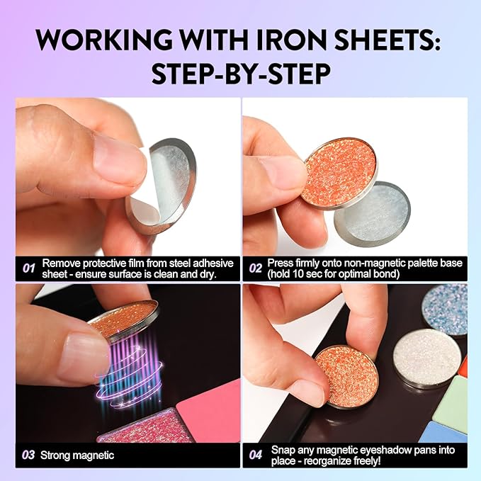 Strong 4 Layers Empty Magnetic Palette Book Palette+1pcs Makeup Depotting Spatula+50pcs Round Metal Stickers+50pcs Square Metal Stickers