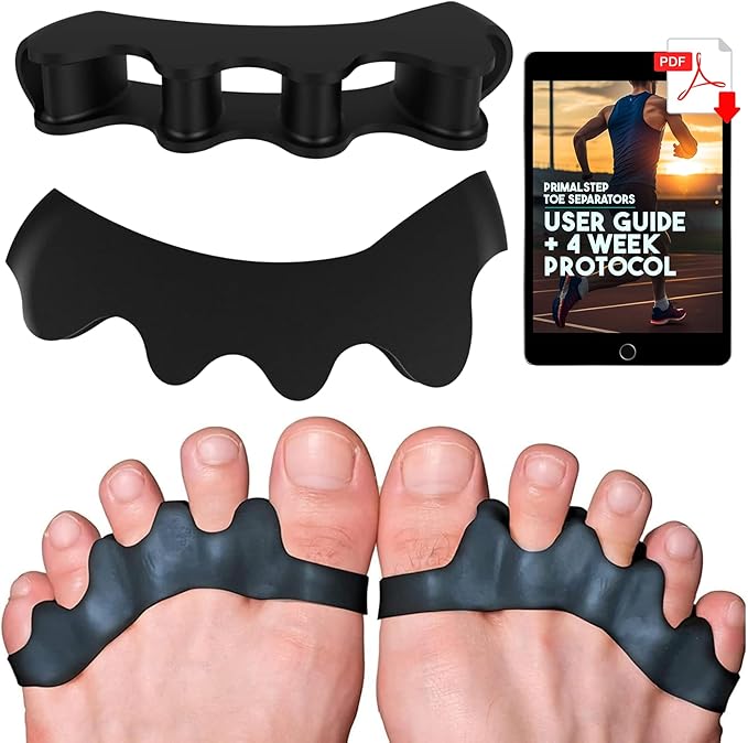 VYCE PrimalStep Toe Separators, Spreaders, Spacers, Straightener to Correct Toes for Men and Women, Bunion Corrector, Plantar Fasciitis and Athletic Mobility, S/M