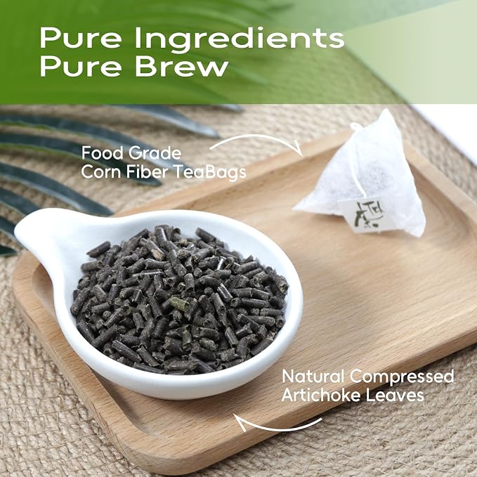 FullChea - Artichoke Leaf Tea Bags, 50 Count, Dried Artichoke Leaves | Mild compressed artichoke leaf herbal tea, non-GMO, caffeine-free, gentle digestive comfort for daily tea moments