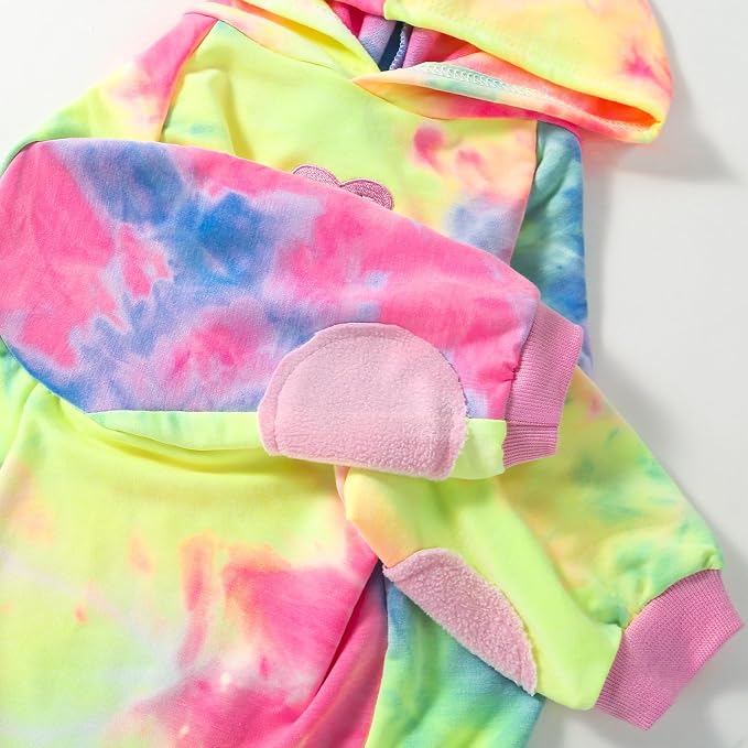 Dog Cotton Tie dye Hoodie Pink Pullover Sweatshirts Soft and Stretch Pets Clothes Hooded for Extra Large Large Dogs(Pink XL)