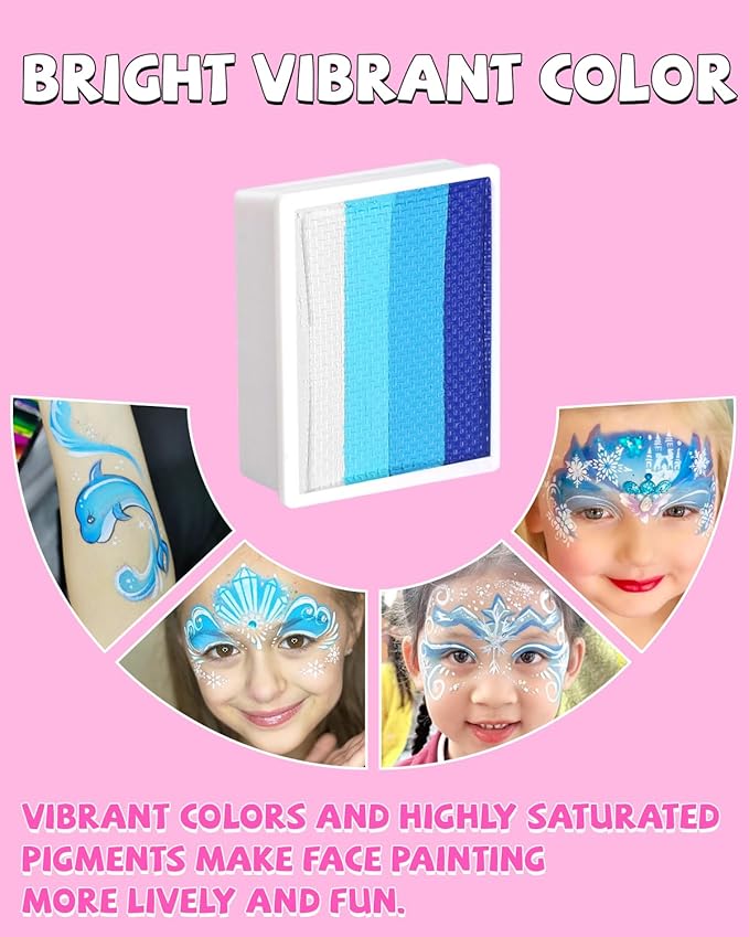 Anka Bella Professional Face Painting Kit,12X10gm Water Based Cake Face Paint with Stencil & Brushes,Hypoallergenic Safe & Non-Toxic,Gift for Birthday Parties/Halloween/Christmas