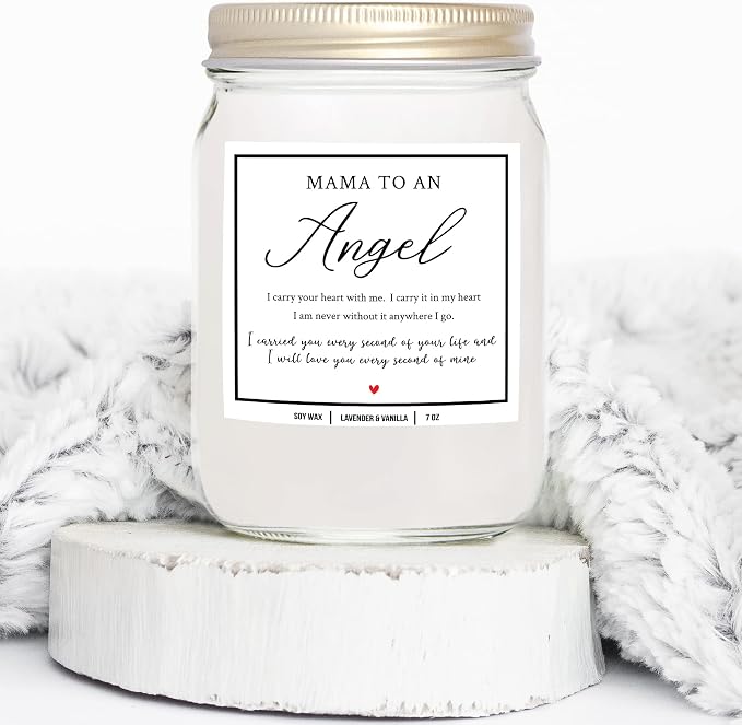 You Nique Designs Miscarriage Candle for Mothers, 7 Ounces, Loss of Baby Sympathy Gifts, Infant Loss Memorial Gifts, White All Natural Soy Vegan Aromatherapy Candles for Home (Lavender & Vanilla)