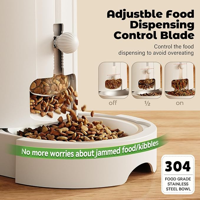 Automatic Cat Feeder 2-in-1 Set with Stainless Steel Bowls | Dog Feeding & Watering Supply with Stailess Steel Bowls Large Capacity Low Noise