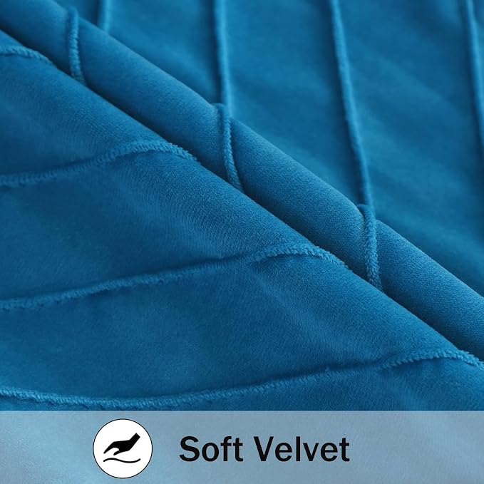 Velvet Throw Pillow Covers 20x20 Pack of 2 Gold Decor Lake Blue | Soft Solid Pillow Covers,Modern Luxury Home Decor,for Couch Chair Sofa Bedroom Livingroom,Hidden Zipper,Ideal Gift,Easy Care