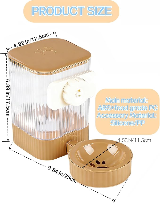 Small Pet Automatic Water Dispenser 1.6L - High-Temp Resistant, Detachable Easy to Clean, Non-Spill Auto Water Level | Food Grade Cage Mountable Feeder for Rabbit, Cat, Guinea Pig, Call Duck, Puppy
