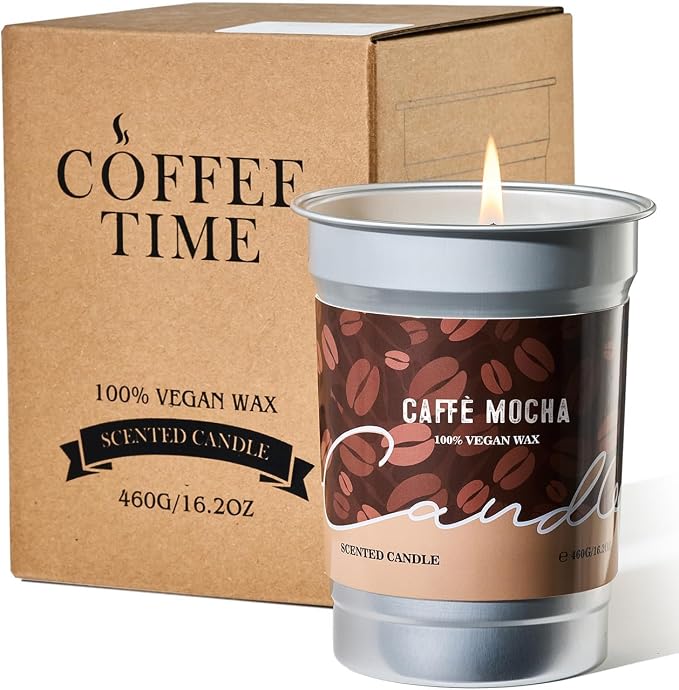 M&SENSE Mocha Coffee Scented Candles 16.2oz | 100 Hours Slow Burn, Soy Organic Non Toxic, Fall Seasonal, Home Decor, Aromatherapy Gifts