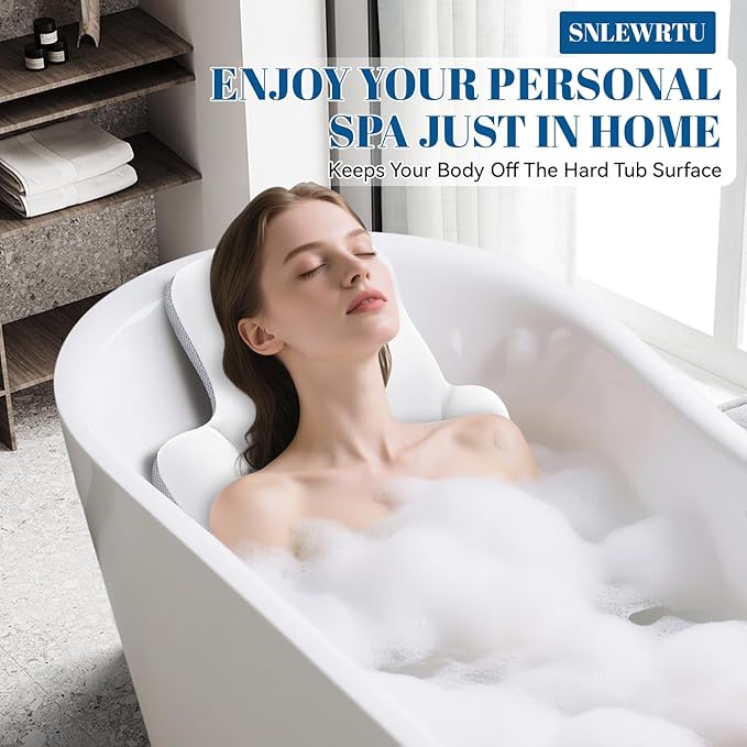 Full Body Bath Pillow for Bathtub, Thick & Luxury Bathtub Pillow Bathtub Cushion with 192 Suction Cups for Head & Neck, Back Support, Ideal Bath Pillows for Tub Women' Gifts Spa, Soaking