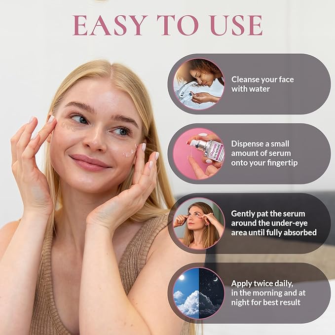 Eye Serum for Dark Circles and Puffiness, Multi Peptide and Caffeine Under Eye Treatment for Eye Bags, Wrinkles and Fine Lines, Anti Aging Firming and Tightening Formula, 0.58 Fl Oz