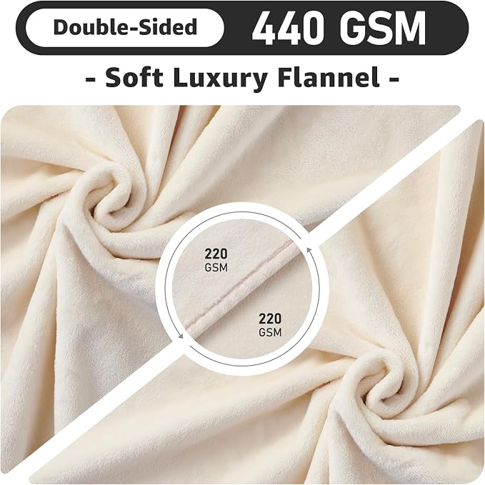 LOOBANI Waterproof Blanket for King Bed, Couch Cover 85" x 108", Beige | Reversible Soft Flannel Large Dog Blankets, Spill-Proof Sofa Cover for Furniture Protection, Pet Hair Resistant, Noise Free