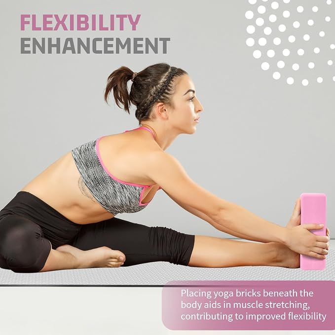 Yoga Blocks 2 Pack 3x6x9IN Foam Block Supportive Latex-Free with Rounded Edges, Non-Slip Exercise Blocks for Pilates, Meditation, Balance, Stretching and Deep Poses