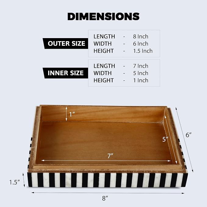 Handicrafts Home Large Decorative Storage Box with Lid – Black White Modern Storage Box, Remote Control Organizer for Coffee Table, Console & Living Room Decor – Mono Lead 12 x 6 x 2
