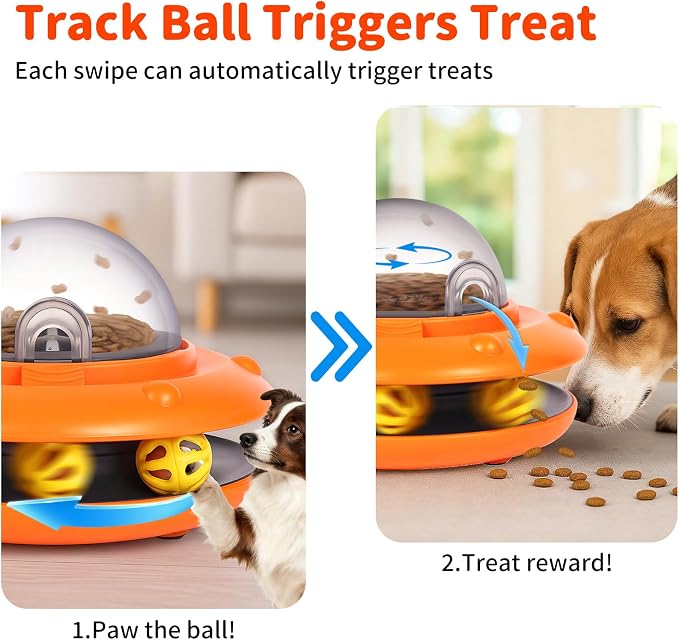 Interactive Dog Ball Track Toys Automatic Treat Puzzle | Food Dispensing with Remote Control, Rechargeable Electronic Slow Feeder, Pets Enrichment, IQ Training Gift