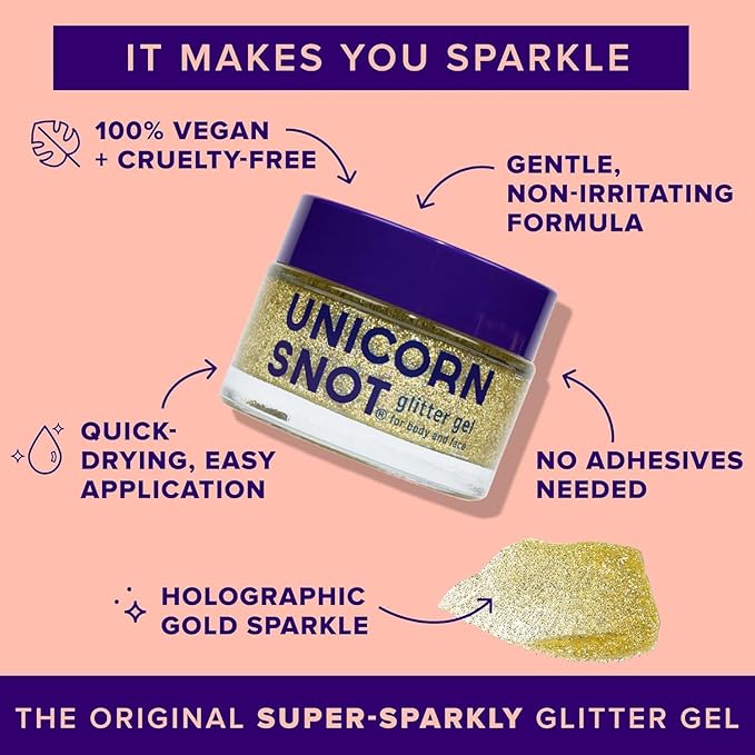 UNICORN SNOT Glitter Gel & Glitter Liquid Metal Lip Paint Bundle - Makeup for Festivals, Raves, Anime Cosplay - Safe for Face, Easy Application & Removal (Bling & Dune)