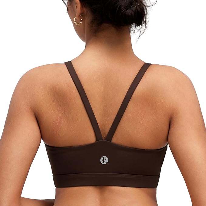 RUNNING GIRL Sports Bras for Women,Light Impact Molded Cup Strap Sports Bra with Sewn in Pads,Best for A-C Cup
