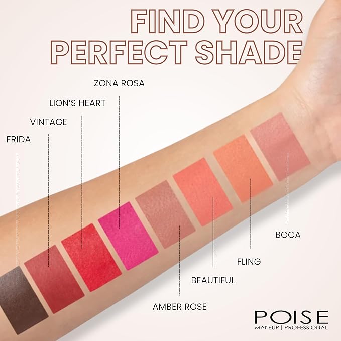 POISE Makeup HD Crème Lip and Cheek Compact | Long Lasting Cheek Blusher and Lip Stain Lipstick in One Hydrating for Skin Infused w/Shea Butter, FLING