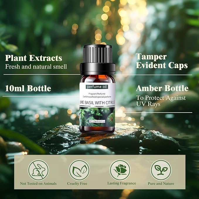 24 Pcs Essential Oil Set for Diffuser 10ml Sweet Orange Lavender Lemongrass Peppermint Eucalyptus Rose Each Fragrance Oil for Candle Making, Soap Making, Aromatherapy, Humidifiers (Fresh)
