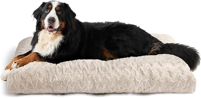 EHEYCIGA XXL Dog Bed 47x29 Inch, Extra Large Pet Beds for Dogs, Beige | Washable, Plush and Comfy Kennel Pad, Soft Dog Crate Mat, Deluxe Sleeping Mat for Dogs Up to 100 lbs
